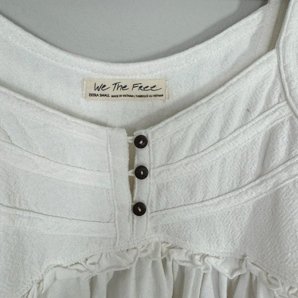 Free People We the Free ivory color peasant style balloon sleeve blouse top XS - Picture 4 of 12